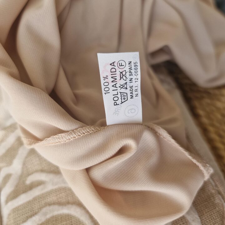Halka Vintage Marie Claire Koronka Lata 80 Bezowa Poliamid Antystatyczny Hiszpania Talla 6 Duzy L XL