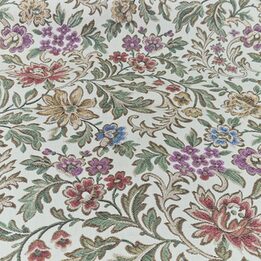 Floral Jacquard Fabric with Metallic Thread - Sage Green Beige - 120cm Wide - Sold by 55cm Units - Vintage Spanish Fallera Fabr…