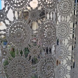 Enorme Tenda Vintage all'Uncinetto 280x270cm - Tessuto in Cotone Metà del XX Secolo - Sfondo Matrimonio Boho - Pannello in Pizzo