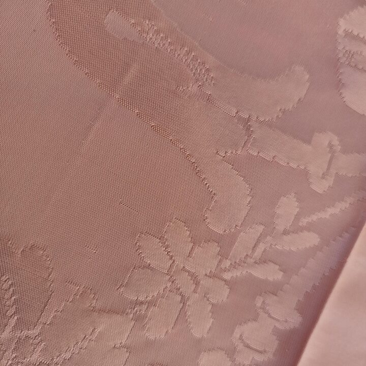 Vintage Rosa Damast Tagesdecke, Mid-Century Seide und Viskose Jacquard Bettüberwurf mit Quasten 220x240 cm, 1950er Aussteuer Un…