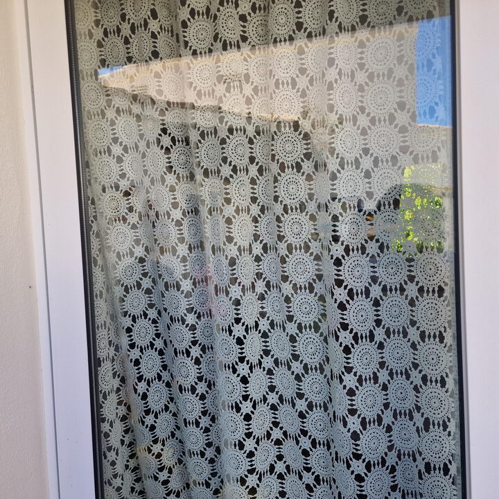 Ogromna Zasłona Szydełkowa Vintage 280x270cm - Tekstylia Bawełniane z Połowy XX Wieku - Tło Weselne Boho - Panel Koronkowy