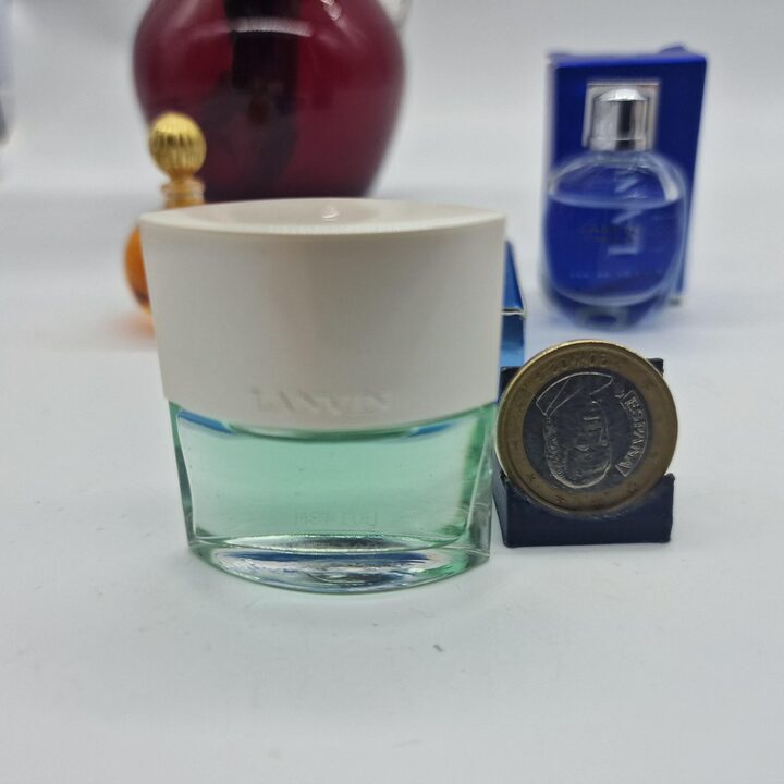 Set van 3 Miniatuur Parfums, Lanvin Geurcollectie Arpege, Oxygene en L'Homme met Doosjes, Jaren 1990, Uitstekende Staat