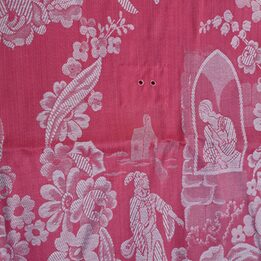 Tissu Jacquard Espagnol Vintage, Damas Rose Motif Chateau Medieval, 440x140 cm, Materiau de Sellerie pour Housse de Matelas Ann…