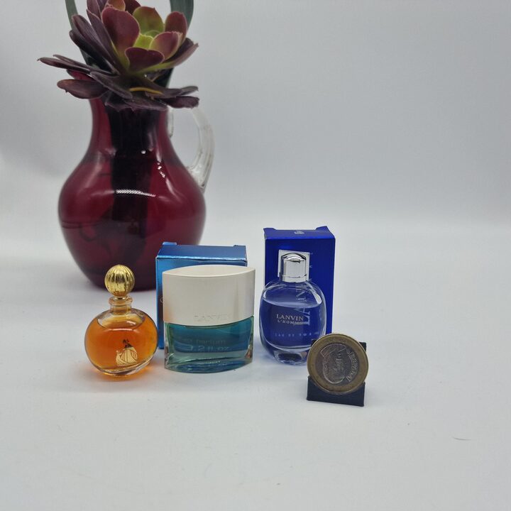 Lote de 3 Perfumes em Miniatura, Coleção de Fragrâncias Lanvin Arpège, Oxygène e L'Homme com Caixas, Década de 1990, Excelente…