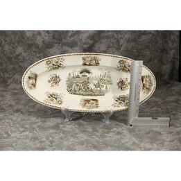 Ceramic Serving Platter Oval Dish David Johnston Bordeaux Oriental Scene Transferware 1834-1845 Fine Earthenware XIX Century