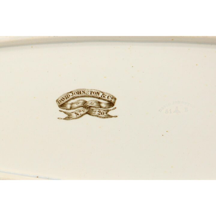 Ceramic Serving Platter Oval Dish David Johnston Bordeaux Oriental Scene Transferware 1834-1845 Fine Earthenware XIX Century