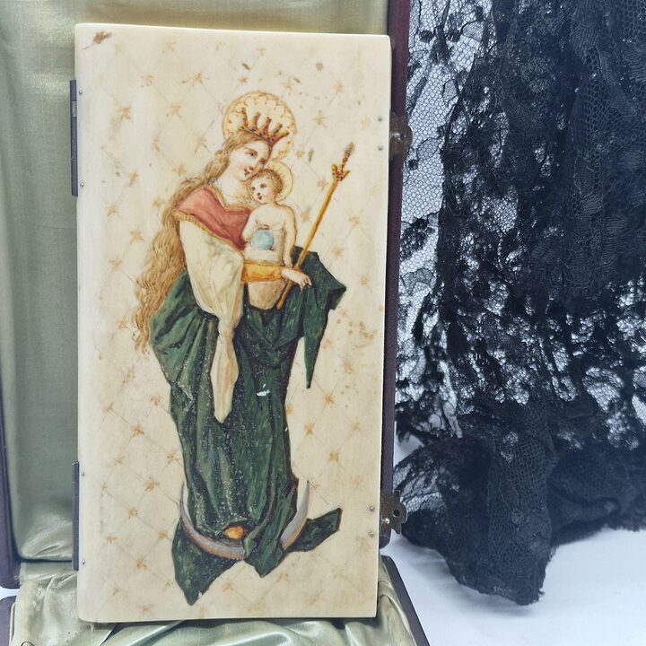 アンティーク祈祷書・ミサ曲書 グリュエル＆エンゲルマン パリ、銀製留め具、19世紀、オリジナルシルクケース付き
