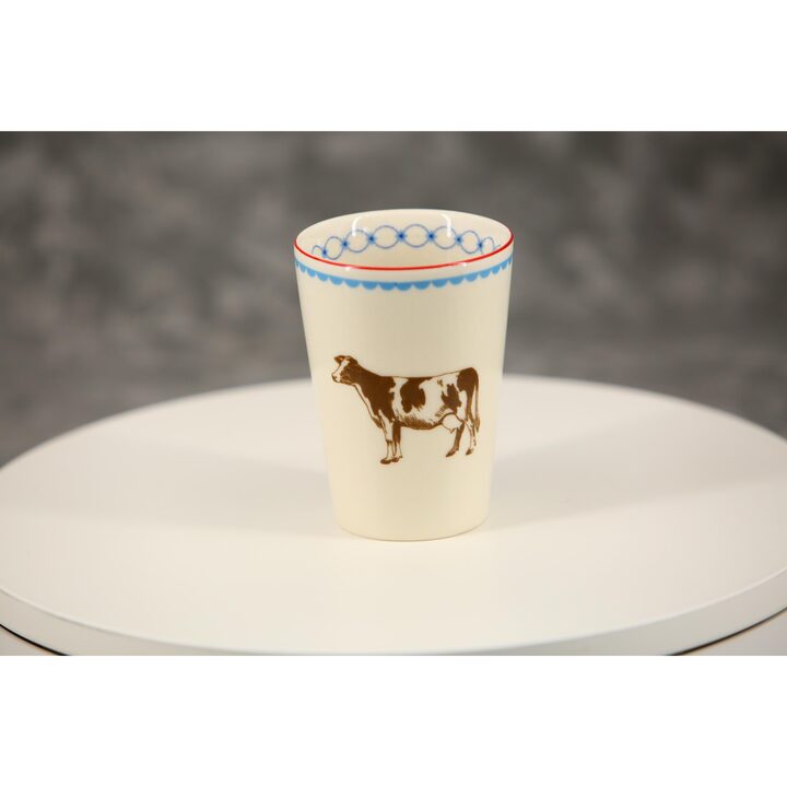 Kubek ceramiczny Albert Heijn - Vintage holenderska filiżanka z krową, 230ml retro kubek do mleka i śniadania, lata 90