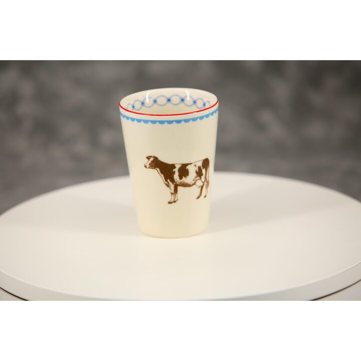Kubek ceramiczny Albert Heijn - Vintage holenderska filiżanka z krową, 230ml retro kubek do mleka i śniadania, lata 90
