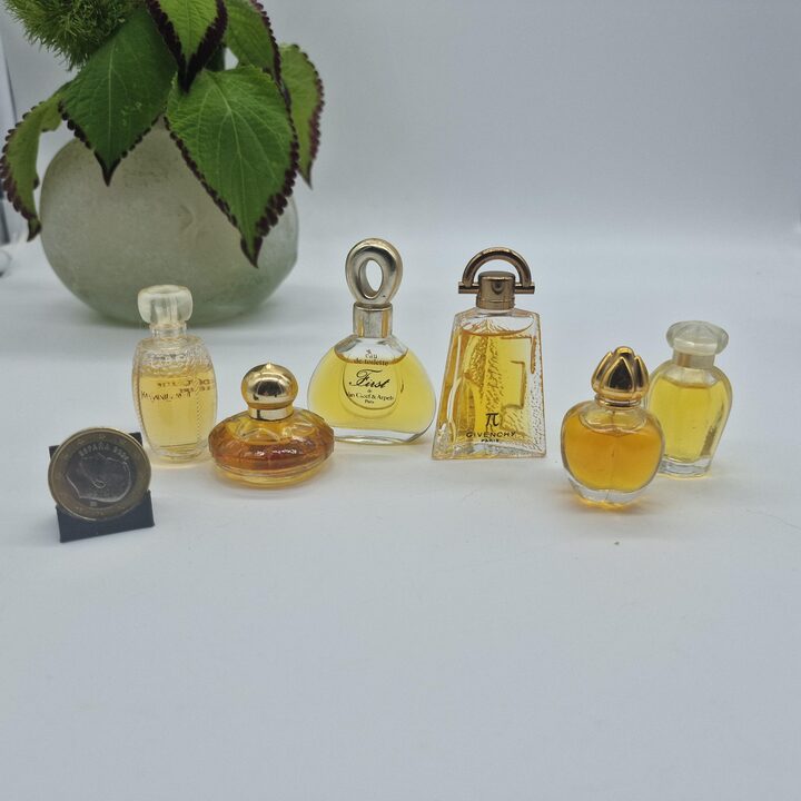 Conjunto 6 Miniaturas Perfume Vintage Chopard Casmir, Jean Patou Sublime, Givenchy Pi, YSL, Van Cleef & Arpels - Coleção Lujo F…