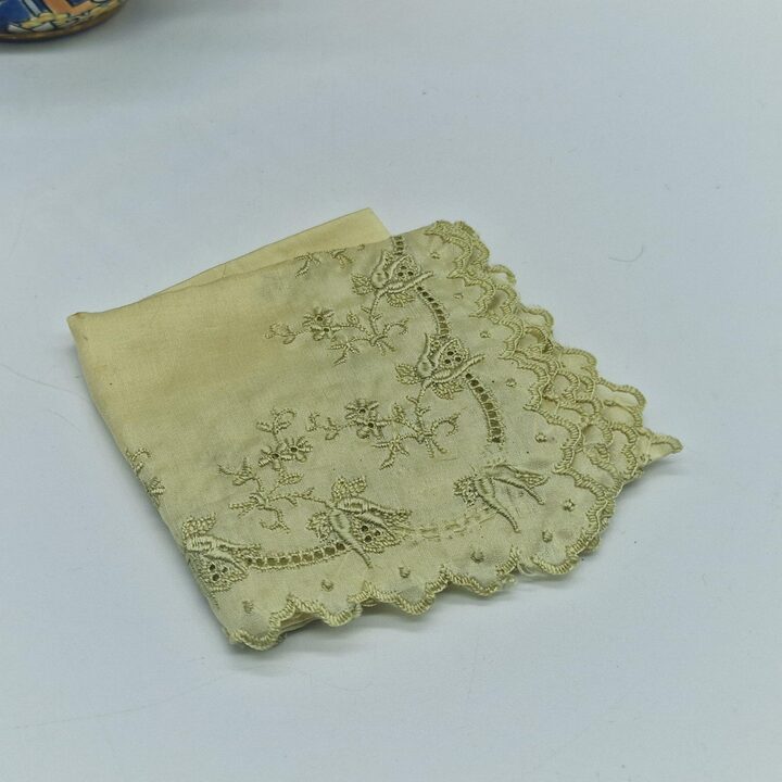 Vintage Silk Handkerchief - Pale Lime / Chartreuse Green - Scalloped Edge - Unused Deadstock - 30x30cm - Sheer Spring Green Poc…