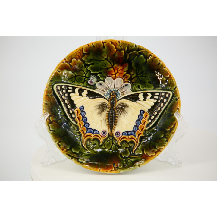 Gebruder Schutz Majolica Bord 19e Eeuw