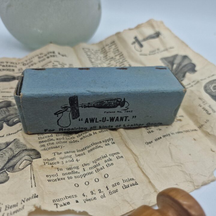 Старинное Шило для Кожи Newland Patent Gem AWL-U-WANT в Оригинальной Коробке