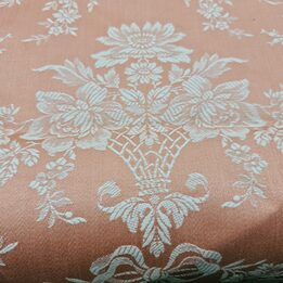 Tissu Coton Jacquard Vintage Style Francais Panier de Fleurs et Rubans Largeur 120cm Prix au Metre