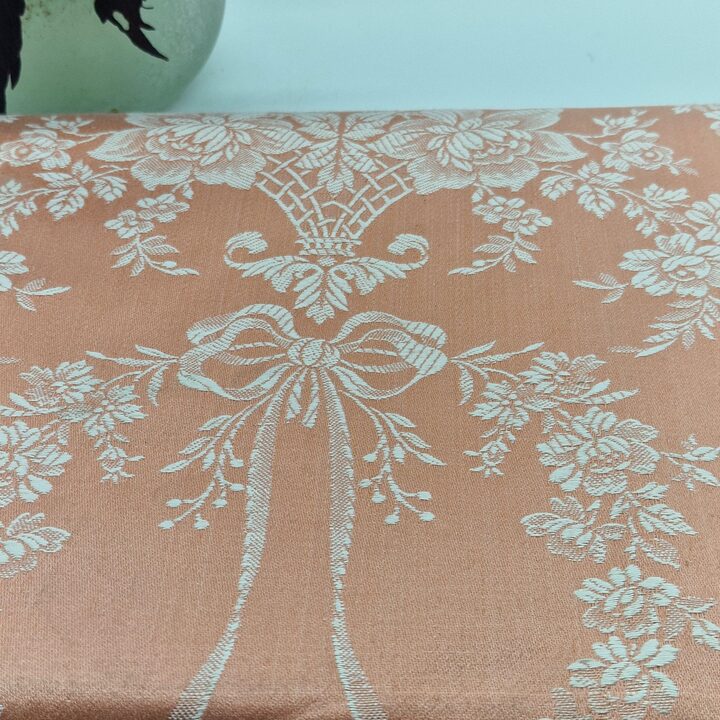 Vintage Bawelniany Zakard Styl Francuski Kosz Kwiatow i Wstazki Szerokosc 120cm Cena za Metr