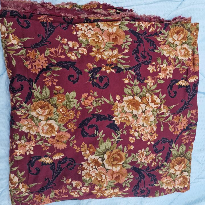 Tela de Estambre Inglesa Vintage, Textil de Confección de Viscosa Hilada Floral y Barroca, Material de Costura de 150 x 320 cm