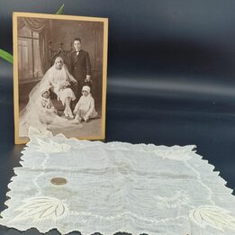 Antique 1920s Bridal Handkerchief with Maria Monogram - Hand Embroidered Cotton Batiste - Something Old Wedding Accessory