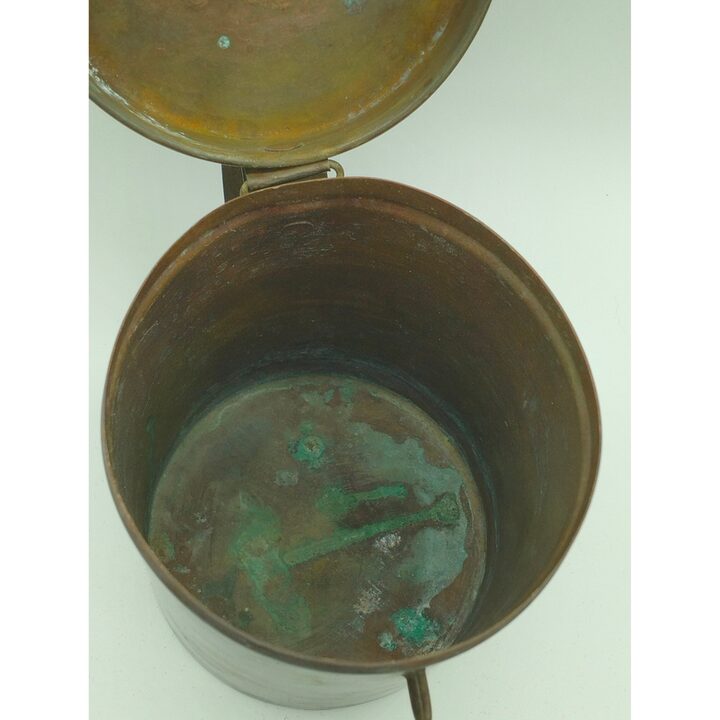 Almosenbecher Spardose aus Metall mit Trichterdeckel und Schloss, Charity Sammlerbox der 1970er Jahre, Vintage Münzsammler