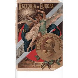 Antieke Litho Omslag 1895 Historia de Europa Emilio Castelar Madrid