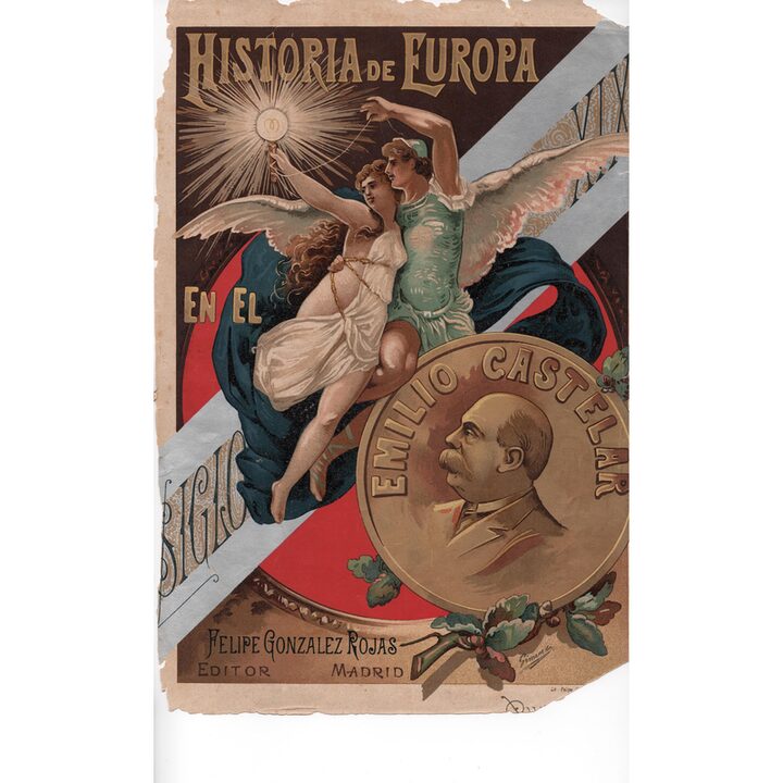 Antyczna Okładka Litograficzna 1895 Historia de Europa Emilio Castelar