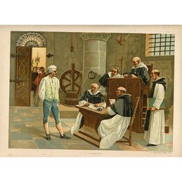 Litografía Original del Siglo XIX La Inquisición por Felipe González Rojas