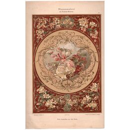 1890s Albert Wirth Chromolithograph Floral Rococo Plate Jul Hoffmann