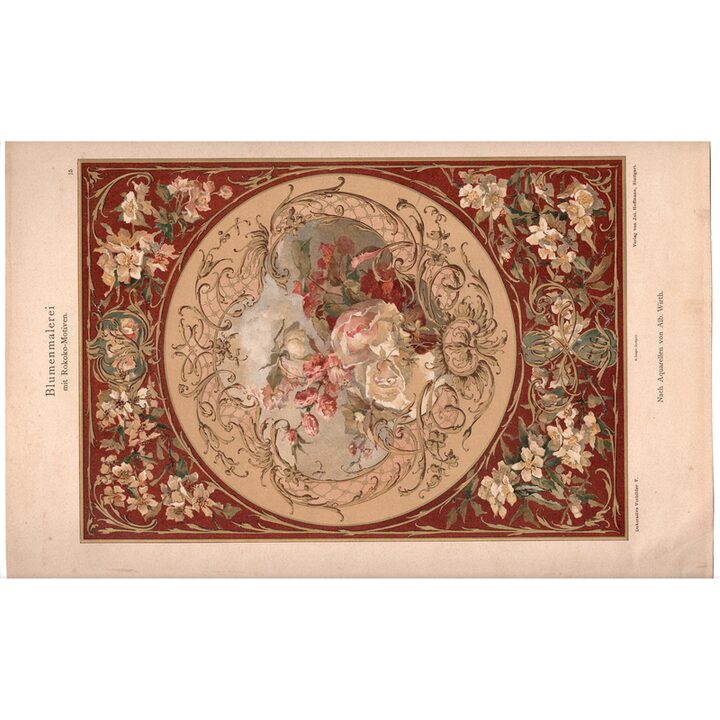 1890年代 アルベルト・ヴィルト 多色石版画 ロココ調 花の図版 ユリウス・ホフマン