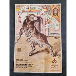 Klasyczny Plakat Walki Byków Perezgil Alicante 1985 Litografia Corrida de Toros Hiszpańska Sztuka, Hogueras de San Juan