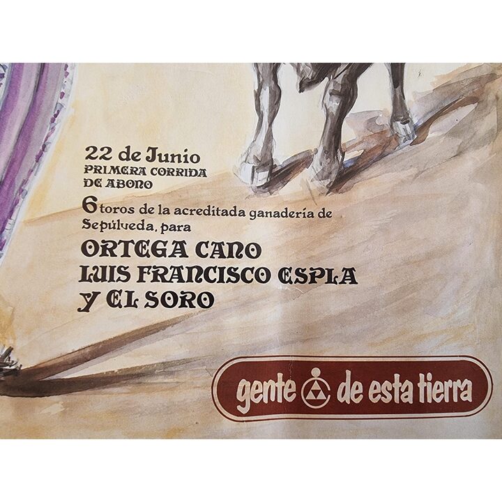 Originele Spaanse Stierengevecht Poster Alicante 1985, Peregiles Litho, Corrida de Toros Ortega Cano Espla Wanddecoratie