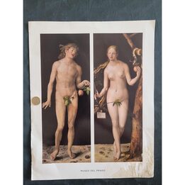 Lámina de Arte, Museo del Prado, Alberto Durero Adán y Eva 1507, Reproducción Oficial, 42x33 cm, Circa 2007