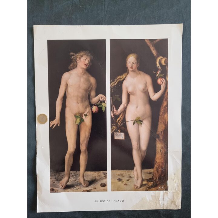 Lámina de Arte, Museo del Prado, Alberto Durero Adán y Eva 1507, Reproducción Oficial, 42x33 cm, Circa 2007