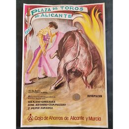 Винтажная афиша корриды, Пересхиль Аликанте 1985, Литография тавромахия, Испанский плакат декор для кабинета