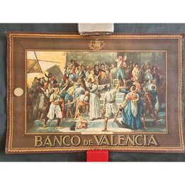 Antyczna Litografia Plakat Banco de Valencia El Palleter Joaquin Sorolla Kopia Manuel Diago Grafika Gabinetowa Mid Century na S…