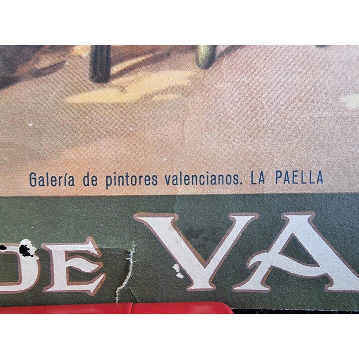 Antike Lithographie Poster Banco de Valencia, La Paella Manuel Diago, Andreu y Santamans Alboraya Valencia 1896, 48x32 cm