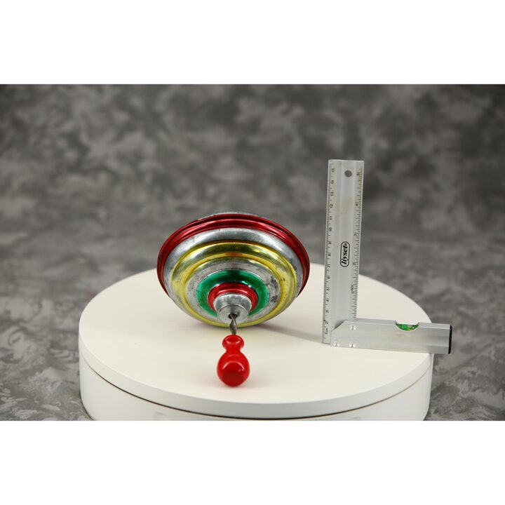 Vintage Mid-Century Tin Humming Top with Lithographed Concentric Circles