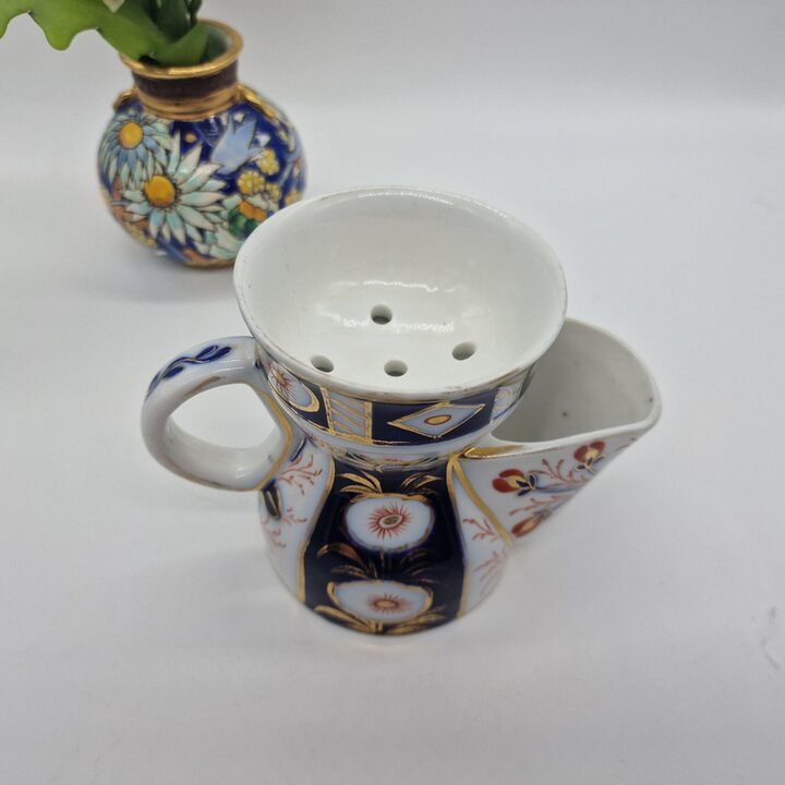 Antieke Scheermok van Porselein, Victoriaanse Staffordshire Kobaltblauw Imari Patroon Scheerbeker, Heren Verzorging 11 cm
