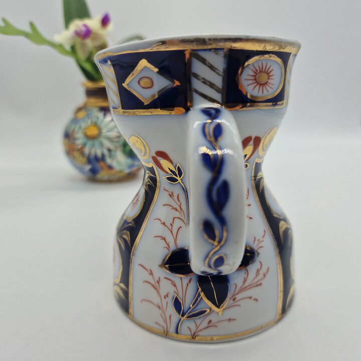 Antieke Scheermok van Porselein, Victoriaanse Staffordshire Kobaltblauw Imari Patroon Scheerbeker, Heren Verzorging 11 cm