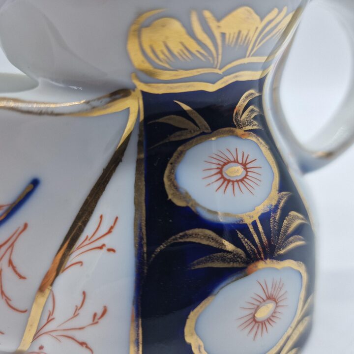 Antica Tazza da Barbiere in Porcellana, Scuttle da Barbiere Vittoriano Staffordshire Blu Cobalto Imari, Collezionismo Barba 11…