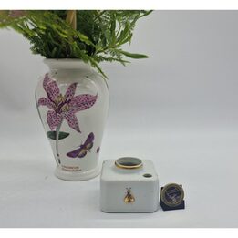 Tintero de Porcelana de Limoges con Motivo de Abeja Napoleónica Dorada, Hecho en Francia, Accesorio de Escritorio Vintage