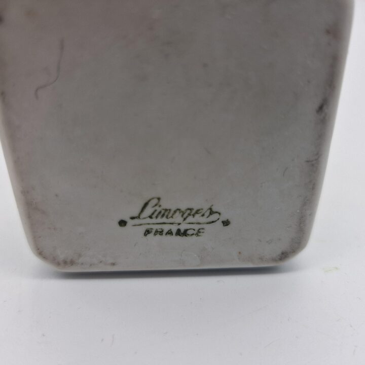 Calamaio in Porcellana di Limoges con Motivo Ape Napoleonica Dorata, Prodotto in Francia, Accessorio da Scrivania Vintage