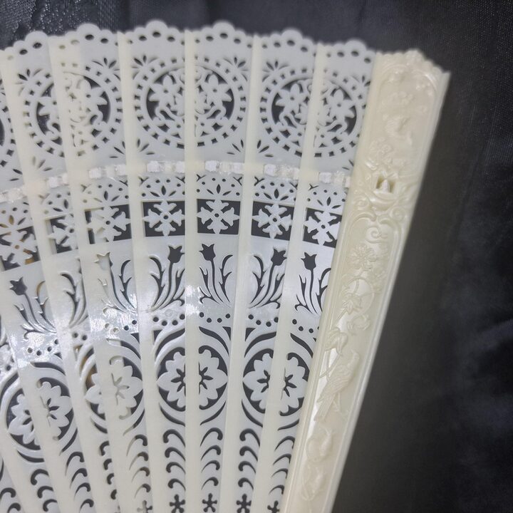 Vintage Handwaaier Abanico Spaanse Kant Witte Trouwwaaier Celluloid Bruidsaccessoire Valencia Jaren 1950 met Doos