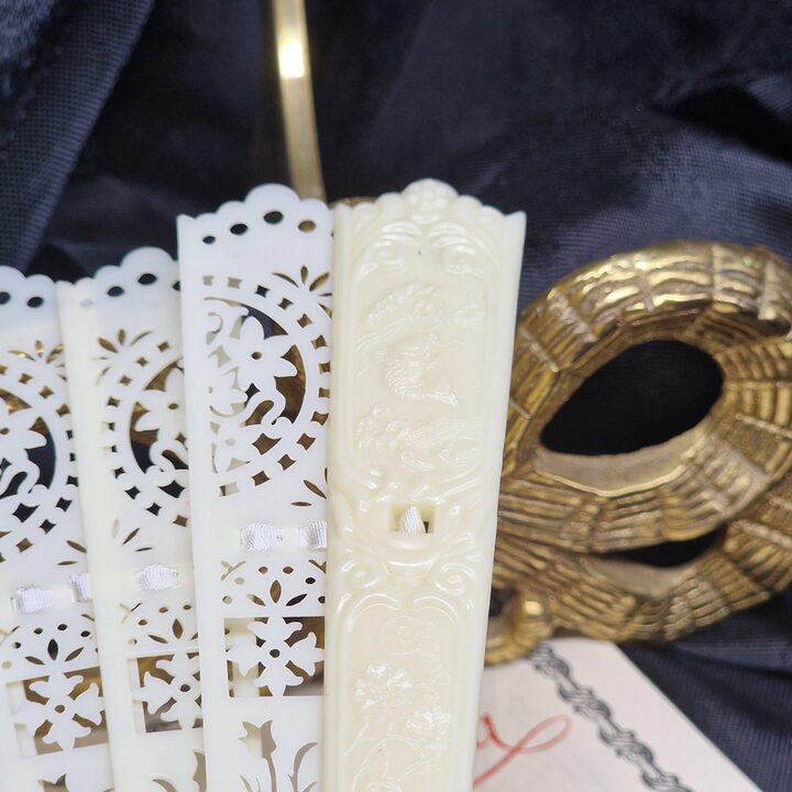 Vintage Handwaaier Abanico Spaanse Kant Witte Trouwwaaier Celluloid Bruidsaccessoire Valencia Jaren 1950 met Doos