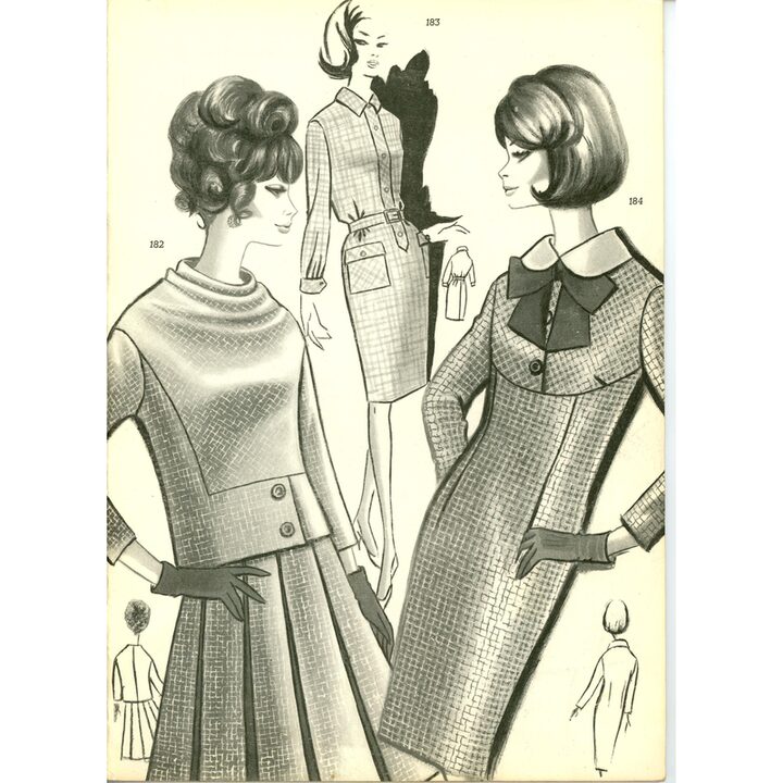 Vintage Eva Figurin Magazine 1966, Spanish Mod Fashion Catalog, Mid Century Sewing Illustrations, Academia AEI San Sebastian