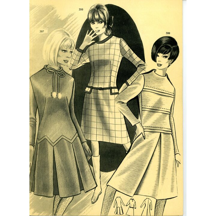 Vintage Eva Figurin Magazine 1966, Spanish Mod Fashion Catalog, Mid Century Sewing Illustrations, Academia AEI San Sebastian