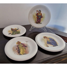 Juego 4 Platos Porcelana Mitterteich Bavaria Payasos Alemania 70s