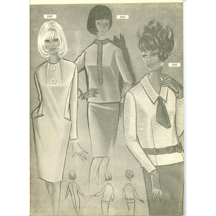 Vintage Eva Figurin Magazin 1966, Spanischer Mod Modekatalog, Mid Century Nähillustrationen, Academia AEI San Sebastian