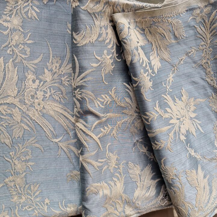 Antico Tessuto Jacquard Valenciano, Pannello in Damasco di Seta e Cotone, Tessile d'Inizio XX Secolo per Costumi Storici