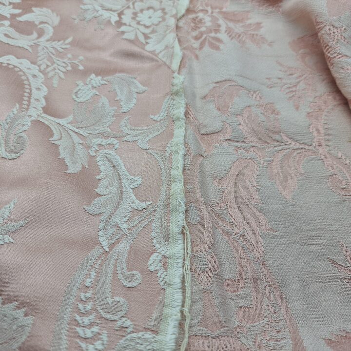 Antique Valencian Silk Jacquard Fabric. 2 Pieces of Damask Silk from Spanish Traditional Skirt.