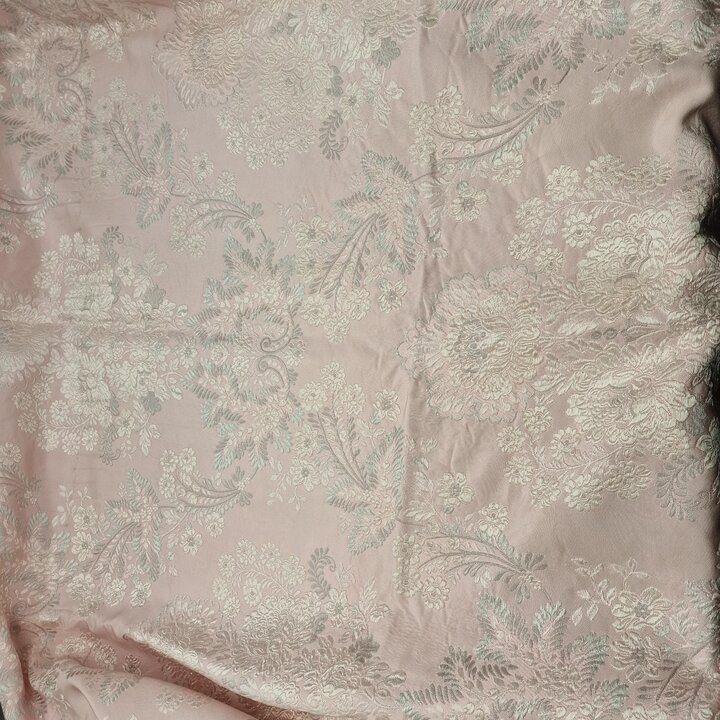 Tecido Brocado Vintage Rosa e Prata para Traje Regional Fallas Valência - Lote 3 Peças
