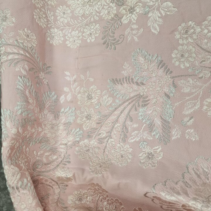 Vintage Brocade Fabric Pink and Silver for Regional Fallas Valencia Costume - 3 Piece Lot